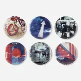Guggenheim Retrospective Limited Edition plates, set of six by Robert Rauschenberg, 1997, transfer-printed porcelain, sold May 2023
