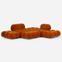 Camaleonda modular seating by Mario Bellini, 1971, velvet upholstery, aluminum, plastic, sold May 2023