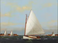 Sail Boats by Vern Broe, Oil on Board, offered Jun 2021