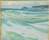 Seascape with Waves by Charles Herbert Woodbury, Oil on Board, offered Jun 2021