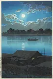 Full Moon at Arakawa by Kawase Hasui, 1929, Woodblock, offered Mar 2021