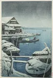 Snow at Mukojima by Kawase Hasui, 1931, Woodblock, offered Mar 2021