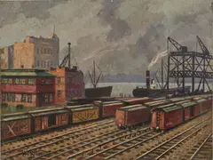 Train Yard by H Richter, Oil on Board, offered Mar 2021