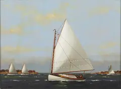 Sail Boats by Vern Broe, Oil on Board, offered Mar 2021