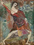 La Nliatrice di Giavellotto by Luciano Spazzali, Mixed Media on Board, offered Mar 2021