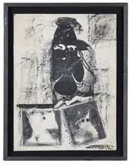 Trusting by Riva Leviten, 1999, Encaustic on board, offered May 2022
