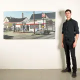 Southside Garage by Tom Porter, acrylic on canvas, offered May 2022