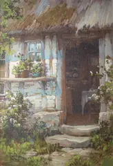 A Woman Peasant's Home by H. Anthony Dyer, Gouache on paper, offered Feb 2022