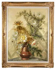 Thistle and Juniper by Beppe Grimani, Oil on canvas, offered Feb 2022