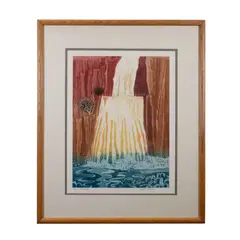 Waterfall by Robert Barnes, etching, offered Feb 2022