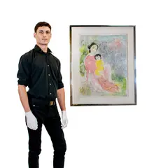 Mother and Child by Vũ Cao Đàm, lithograph, offered Oct 2021