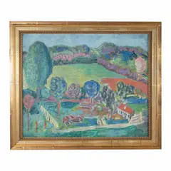 Circa 1935. WPA Era. Signed lower right by Max Schnitzler, Oil on burlap, offered Oct 2021