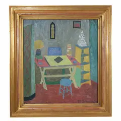 Circa 1930. Signed lower right by Max Schnitzler, Oil on burlap, offered Oct 2021