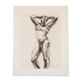 Male nude. Signed in plate and signed in pencil by Patti Wagner-Miller, Lithograph. Artist proof, offered Oct 2021