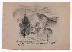Mt Ste Victoire, Aix En Pr (Aix en Provence) April 9 by James Rosenberg, 1959, lithograph, offered Oct 2021