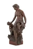 Untitled by J. Neeb, Bronze figure modeled as the muse Clio with Cupid, sold Sep 2024