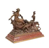 Mythological Group - 'Persephone Led by Hippocampi by Karl Sterrer, bronze sculpture on red marble plinth, sold Sep 2024