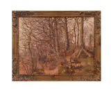 Untitled - Winter Landscape by Joseph Caron, oil on board, sold Sep 2024