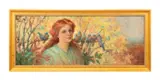 Lady with Blue Birds - 1908 by Frederick Stuart Church, oil on canvas, sold Sep 2024