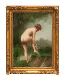 Bather Dechaussant" - 1925 by Édouard Cabane, oil on canvas, sold Sep 2024
