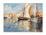 Sail Boats in Saint Tropez Port by Henri Paillard, oil on canvas, sold Sep 2024