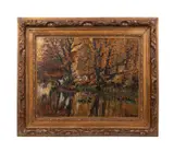 Au Bord L'etang ('in October') by Jan Van Hermans, oil on canvas, sold Sep 2024