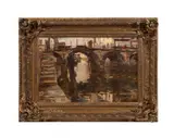 Untitled - Ascending Stairway at Riverside by Victor Gilsoul, oil on panel, sold Sep 2024