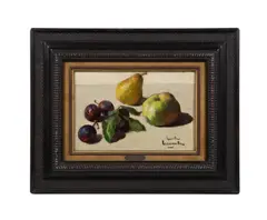 Untitled - Still Life of Fruit - early 20th century by Emile Lecomte, oil on board, sold Sep 2024