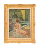 Untitled - Nude Beauty at Park - second half 19th century by Albert Auguste Foirie, pastel on paper, sold Sep 2024