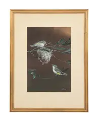 White Eyed Vireo - circa 1972 by Edward Von Siebold Dingle, 1972, watercolor on paper board, sold Oct 2024