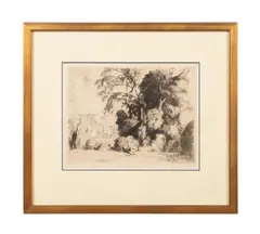 Illyria - circa 1943 by Daniel Garber, etching and plate tone on cream laid paper, sold Oct 2024