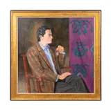 Untitled - Portrait of a Gentleman Holding Glasses - 2001 by Comer Jennings, oil on canvas, sold Oct 2024