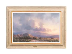 Evening Storm Over Velarde - 1986 by Michael Stack, oil on canvas, sold Oct 2024