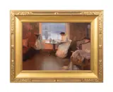 Untitled - Interior Scene by William Worcester Churchill, oil on canvas, sold Oct 2024