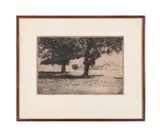 Santa Ines Mission - circa 1925 by Edward Borein, etching on paper, sold Oct 2024