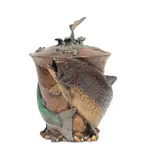 Unilted - Trout Ice Pail / Bucket with Lid by Christopher W. Smith, bronze with plastic liner, sold Oct 2024