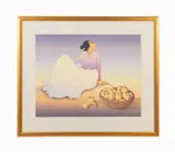 Unilted - Woman with Gourds - 1989 by R. C. Gorman, lithograph on paper, sold Oct 2024