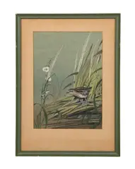 Untitled - Wren - circa 1970 by Edward Von Siebold Dingle, watercolor on paper board, sold Oct 2024