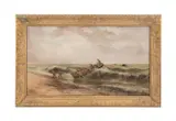 Untitled - Pulling to Shore - c. 1900 by Nelson S. Bowdish, oil on canvas, sold Oct 2024