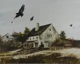 landscape painting with crows by Rea Redifer, watercolor on paper, sold Oct 2018