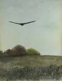 landscape painting with crow by James Lynch, watercolor on paper, sold Oct 2018