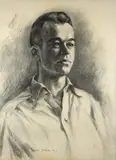 portrait of a young man by Daniel Garber, charcoal on paper, offered Oct 2018