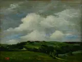 landscape painting "Pennsylvania Farmland by Christopher McCall, oil on canvas, sold Oct 2018