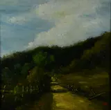 landscape painting "A Country Lake- Herzog Adaptation by Christopher McCall, oil on canvas, sold Oct 2018