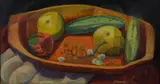 still life painting "Grapefruit by Royal Lewando, oil on masonite, sold Oct 2018