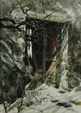 Untitled by Carolyn Blish, watercolor painting "Old Barn Door", sold Oct 2018