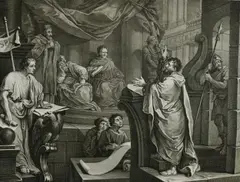 Untitled by William Hogarth, engraving on paper "Paul Before Felix", sold Oct 2018