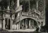 Untitled by Henri Toussaint, etching on paper "Rood Screen in the Church of St. Etienne de Mont", sold Oct 2018