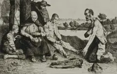Untitled by William Strange, drypoint etching on paper "Prodigal Son", sold Oct 2018