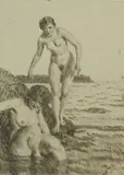 Untitled by Anders Zorn, 1917, drypoint etching on paper "On Hemso Island", sold Oct 2018